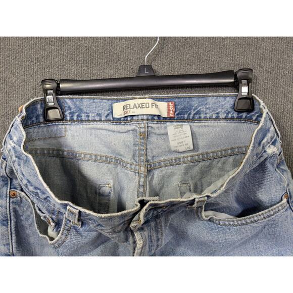 Levis 550 Jeans Mens 34x30 Straight Leg Blue Denim Relaxed Cotton Distressed - Picture 9 of 13